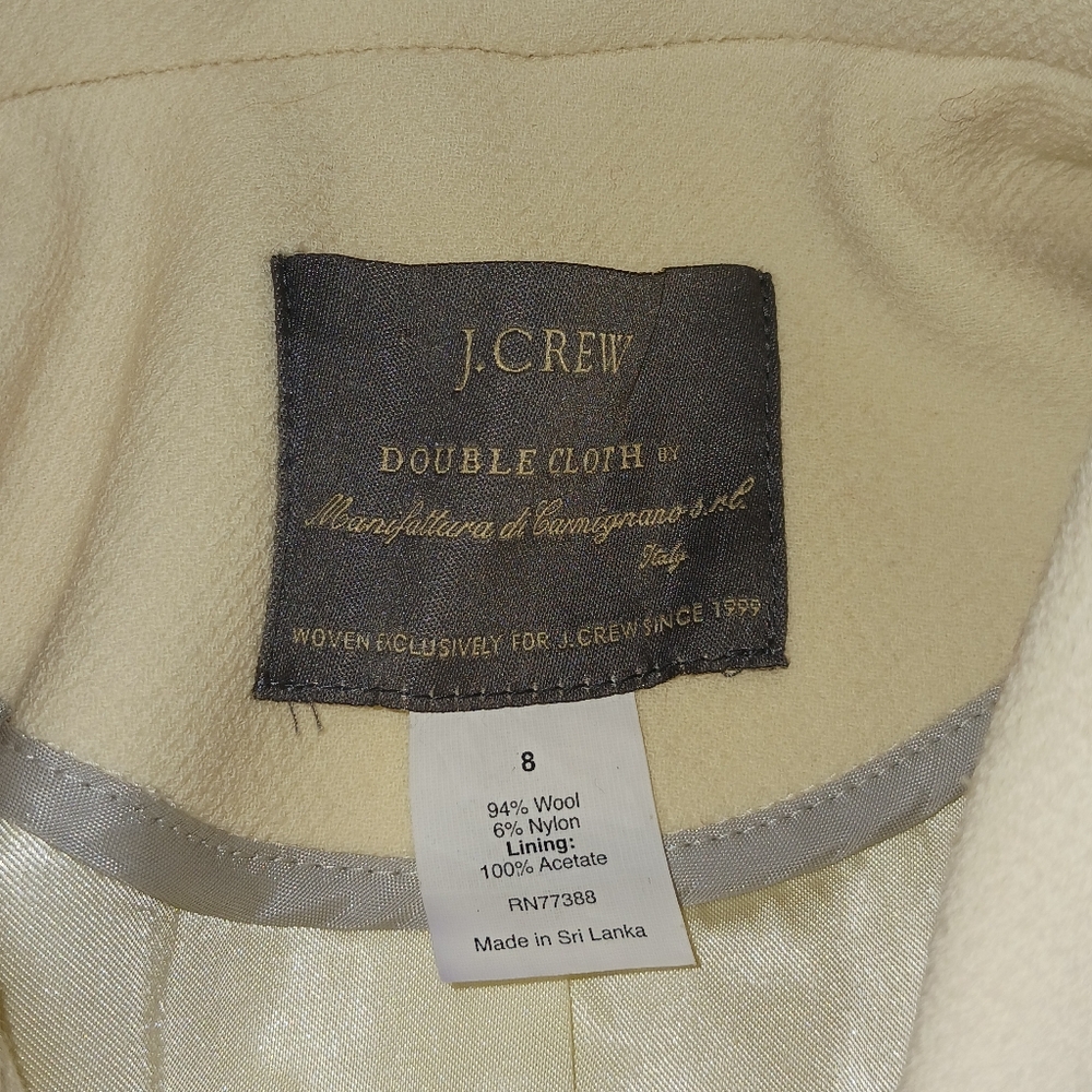 J. CREW Double Cloth Cream Collared Pockets Button Up 94% Wool Women's Size 8 - Picture 7 of 11